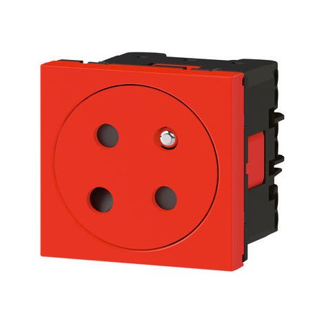 Prise de courant forte 2P+T surface mosaïque lien 2 modules rouge (1/4)