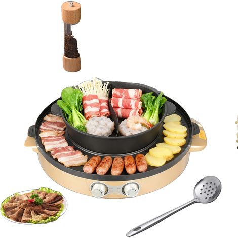 Cacerola eléctrica, potencia de 2200 W, voltaje de 220 V, diámetro de la fondue de 29 cm, diámetro total de 44 cm, altura total de 52 cm. (1/5)