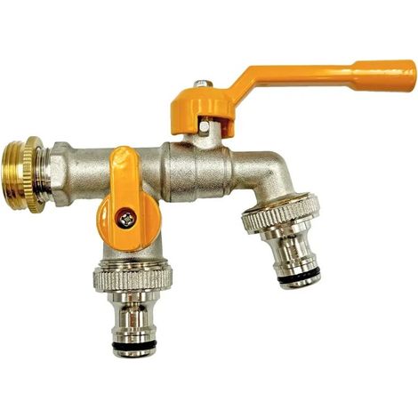 (L-1pcs) Adaptateur de robinet en laiton pour tuyau d'arrosage, connecteur pour réservoir d'eau IBC 1/2'', raccord de remplacement pour joint d'irrigation 2 voies/1 voie, vanne à bille (1/4)