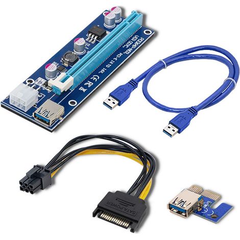 Qoltec Riser PCI-E 1x - 16x USB 3.0 ver. 007C SATA / PCI-E 6 pin (1/5)