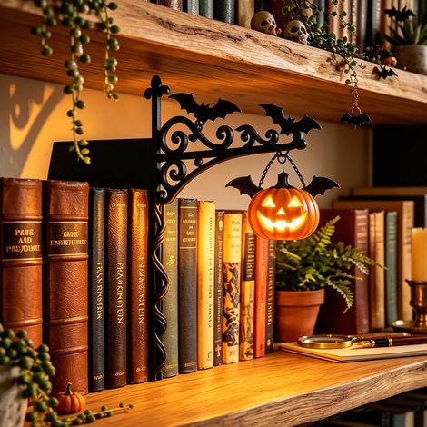 Lampes Bibliothèque LED en Forme de Citrouille, Mini Lanternes Vintage pour Étagère à Livres, Chambre, Bureau, Coin Lecture et Décoration de Fête