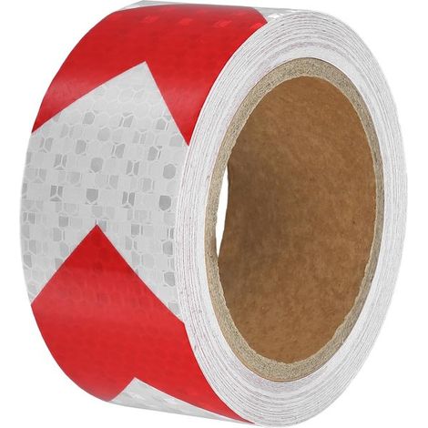 Autocollant réfléchissant - Ruban de marquage - Ruban - Ruban d'avertissement - Ruban de signalisation - PET - Ruban de marquage au sol - Pour camion automobile - rouge,blanc - 50 mm x 3 m (1/5)