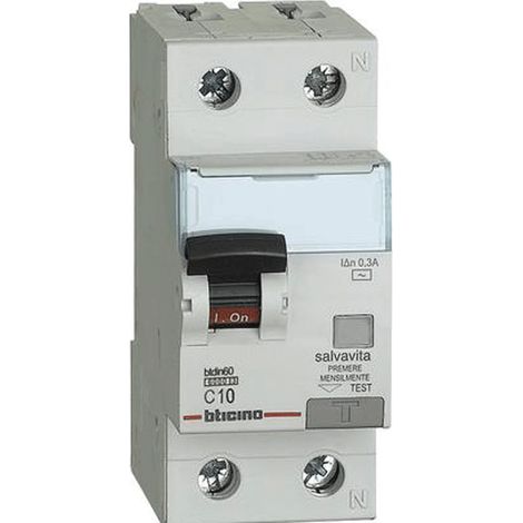 BTicino GN8814AC10 Differentialschutzschalter BTDIN60 1P+N AC Typ 10A (1/2)