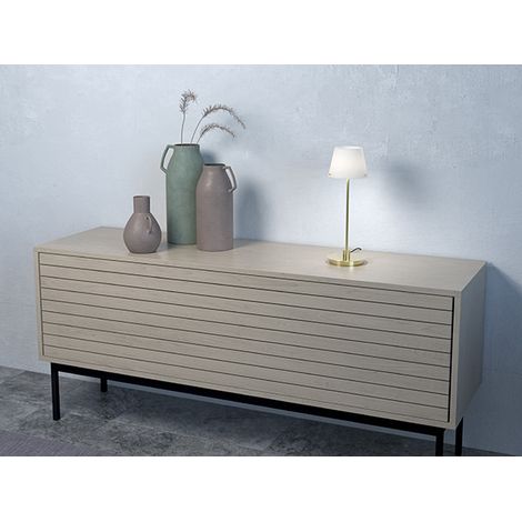0 Lampe de table avec abat-jour conique rond en laiton, verre opale, cordon d'activation 1xG9