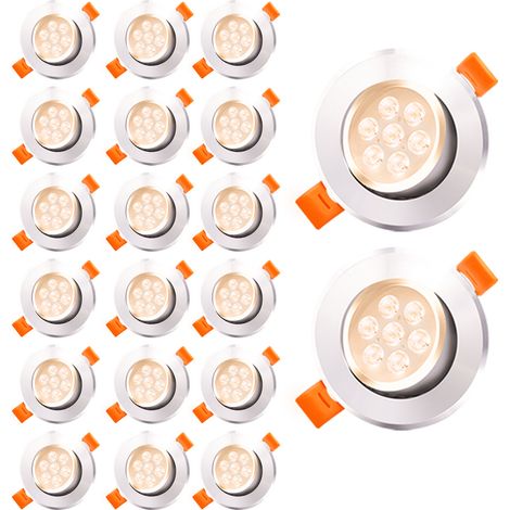 Randaco LED Einbauleuchte 3W schwenkbar Deckenstrahler 85mm für Küche Bad Wohnzimmer Warmweiß 3200K 20 Stück (1/5)