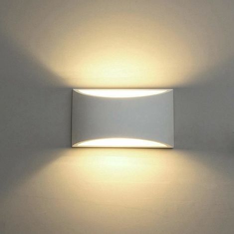 Applique murale moderne, appliques murales intérieures Uplighter Downlighter Gypse Plâtre Applique Éclairage avec 10W Ampoules pour Salon Chambre Couloir Porche Couloir Escaliers - Blanc (1/5)