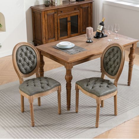 MEUBLIV Sillas de comedor 59,5x49x95 cm verde oliva - respaldo capitoné, lote de 2 (1/5)