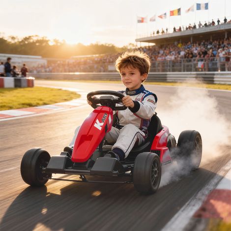 Kart Électrique pour Enfants 24 V, Go Kart, Moteur 2 x 150W, Mode Drift, Siège Réglable, Démarrage Progressif, Rouge (1/5)