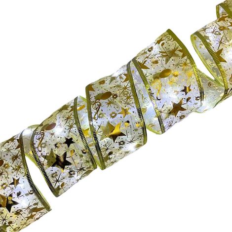 Guirlande lumineuse de Noël - Ruban doré, lumières blanc froid - 10 m, 100 ampoules, boîtier à piles étanche avec télécommande et 8 fonctions (1/5)