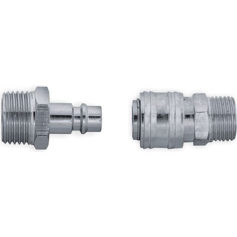 DEDRA Schnellkupplungssatz 3/8" Außengewinde - für Kompressoren und Werkzeuge (1/2)