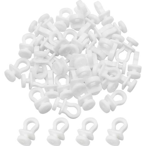 100 Pcs Crochet de Rideau Rail Glisseur Rail Rideau Poulie à Rideaux en Plastique Blanc pour Rideau de Douche Porte et Fenêtre (1/4)