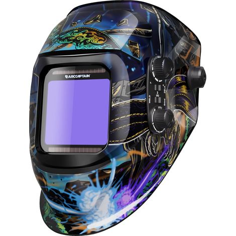 Casco de soldadura, con oscurecimiento automático, pantalla de visualización grande, 1 unidad. (1/2)
