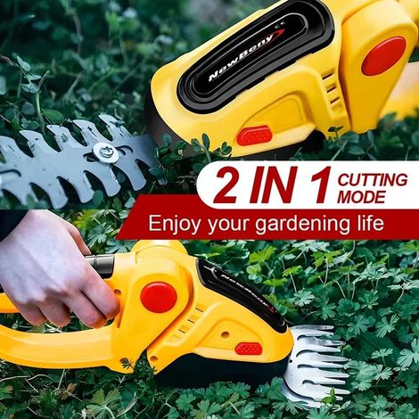 2 en 1 taille-haie électrique sans fil Portable haute puissance tondeuse à gazon domestique podateur Rechargeable désherbage outils de jardin, Jaune – Sans batterie (1/5)