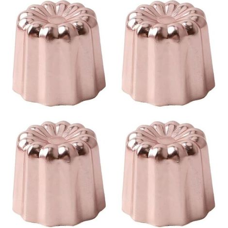 Ein Set aus 4 Canelé-Formen aus Aluminium, geeignet zur Herstellung von Muffins und Mini-Cupcakes und auch als Tortendekorationswerkzeuge verwendbar. (1/4)