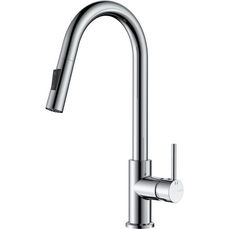 Avapax Robinet de cuisine - Chrome - Douchette extractible - Deux jets - Dapur Abda7111w1 (1/2)