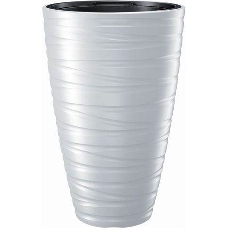 Macetero alto con deposito 43L Maze de plastico en color blanco 37,5 (largo) x 37,5 (ancho) x 57,9 (alto) cm (1/2)