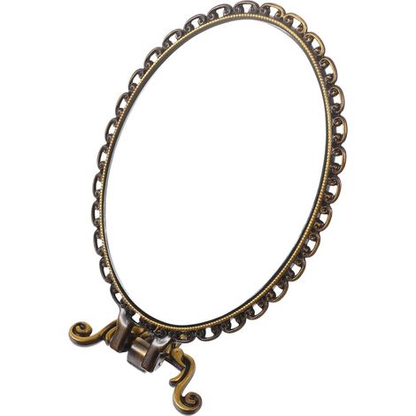 Miroir de poche pliable vintage avec poignée, pour les voyages, avec motif croix incurvé rétro en relief