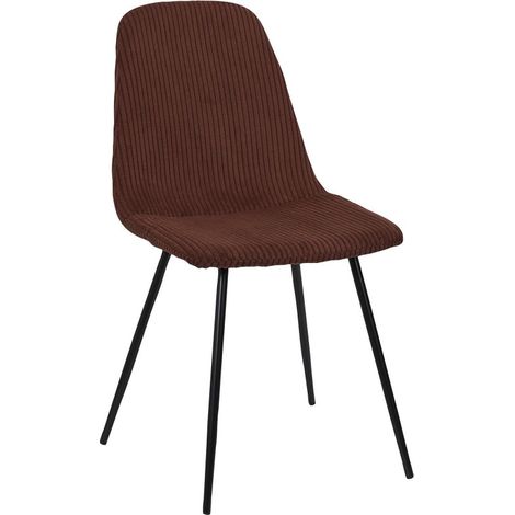 Chaise en Velours Côtelé Terracotta et Piètement en Métal Noir - Chaise de Salon, Salle à Manger - Livraison gratuite