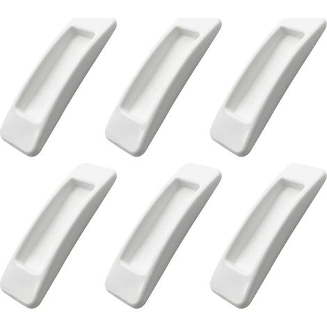 Ecleanfy-Lot de 6 Poignée Autocollante Porte Coulissante poignées auto-adhésives pour porte coulissante avec rubans adhésifs double face porte coulissante Les tiroirs sans perforation Poignée Blanc