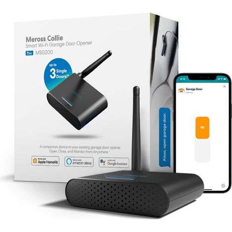 Ouvre-Porte de Garage Connecté avec Antenne Externe pour 3 Portes, Compatible CarPlay, HomeKit, Siri, Alexa et Google, Contrôle Via App, Fermeture Automatique et Notifications (1/5)