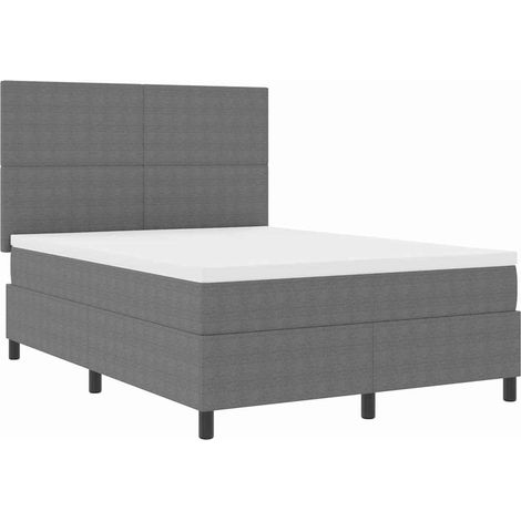 Maison Exclusive - Lit à ressorts Gris clair et blanc 140 x 190 cm (1/5)