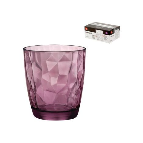 Vaso de cristal con diseño de diamante para agua, 300 ml, color morado - BORM