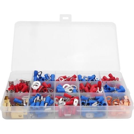300Pcs Cosses rondes pré-isolées pressées à froid Connecteur de borne de fil électrique, (1/4)