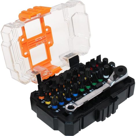 Coffret Embouts S2 31 Pièces, Clé à Cliquet 72 Dents 1/4 (1/5)