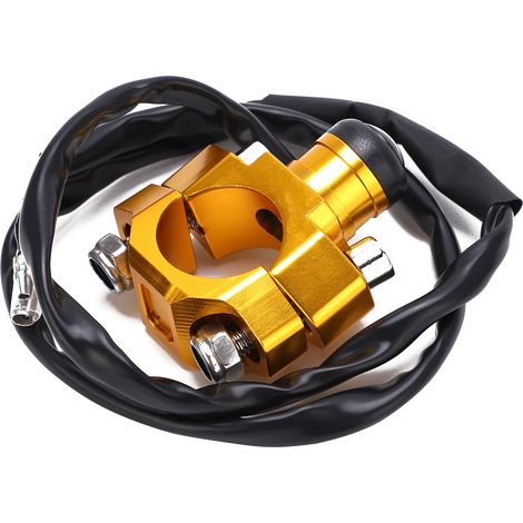 Interrupteur d'arrêt moteur universel avec plaque de fixation pour moto quad guidon 7/8 pouces doré (1/5)