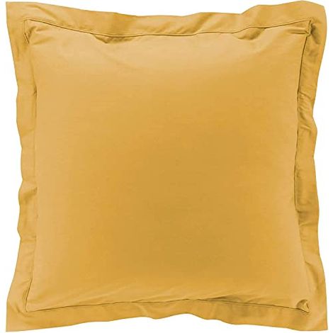 Taies d'oreiller x2 Percale 63x63 cm Jaune (1/3)