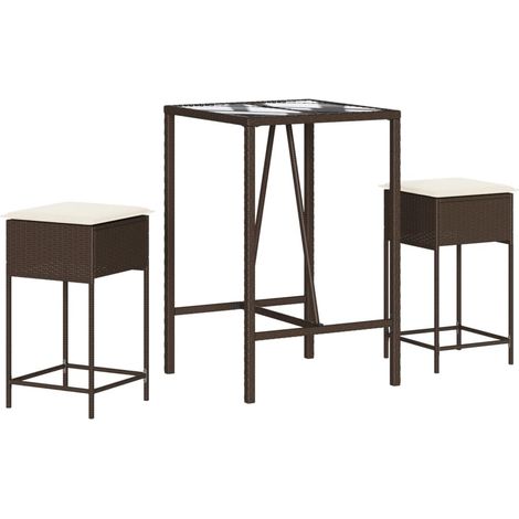 Maison Exclusive - Set Bar da Giardino 3 pz con Cuscini in Polyrattan Marrone