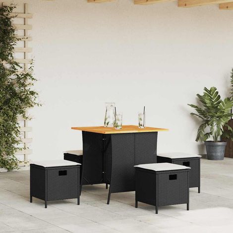 Maison Exclusive - Set da Pranzo da Giardino 5 pz Nero con Cuscini in Polyrattan (1/5)