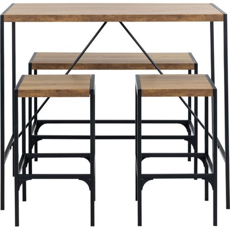Ensemble table de bar pour 4 personnes en bois et métal H105cm - Bois clair - Skal (1/5)