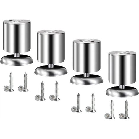 Pieds de meubles en acier inoxydable en quatre parties, adaptés aux bureaux, canapés, tables, pieds de meubles, 80 mm, argent (1/5)