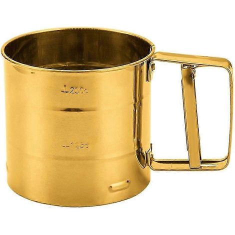 Setaccio manuale per farina in acciaio inox con rete, misurino per zucchero a velo, utensile da cucina. (1/5)