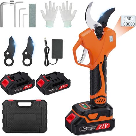 Sécateur Électrique Sans fil 50mm: Sécateur électrique avec Écran avec 2 Batteries de 2.0Ah, 20/30/50mm Sécateur sans fil à Coupe Progressive pour Jardinage, Vigne, Arbre Fruitier (1/5)