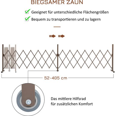 Barrière extensible en aluminium brun 52-405 cm, hauteur 103,5 cm, grille de sécurité pliable pour jardin (1/5)