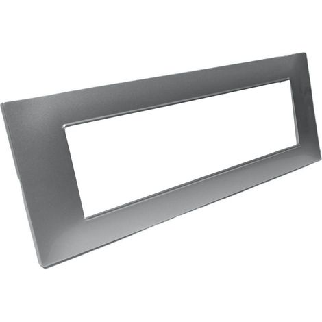 Placchetta per interruttore in metallo a 7 posti grigio platino cassetta 507 compatibile con vimar plana supporto cover (1/2)
