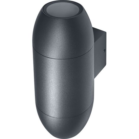 OSRAM Applique extérieure Up/Down GU10, boîtier ovale en aluminium gris foncé RAL7016, protection IP44 & IK03, applique murale pour façades et entrées