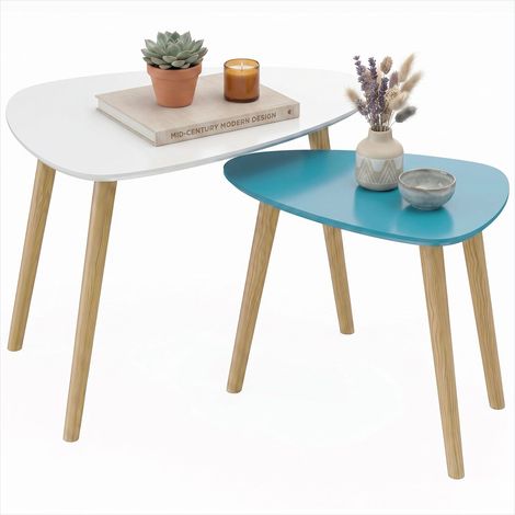 Table basse basses gigognes en bois massif design scandinave (1/5)