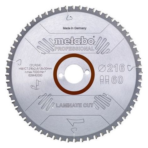 Hoja de sierra profesional Metabo 216x2.4/1.8x30 Z60 FZ TZ 0