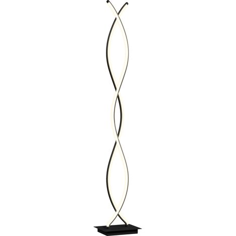 Designer-Stehleuchte für das Wohnzimmer mit 3 Helligkeitsstufen, Fußschalter und doppelter Spiralstruktur in Schwarz