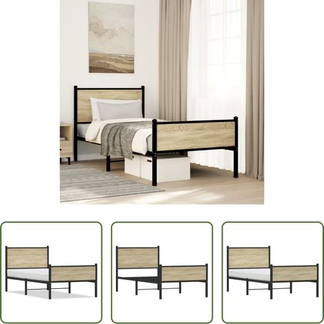 Metallbettgestell - Metallbett ohne Matratze Sonoma-Eiche 90x190 cm (1/5)