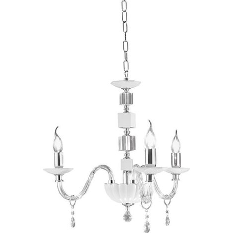 Lampadario sospeso LIVIA in vetro e cristallo D60 cm Bianco 3 luci (1/2)