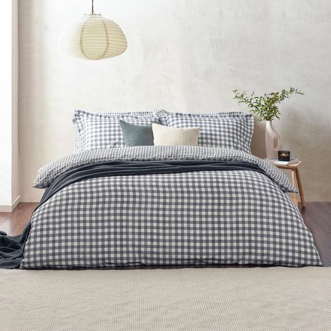Ensemble De Couette 100% Coton Réversible Taies D’Oreiller Oxford Doux Et Respirant Literie Bleu Marine King UK Standard 230x220cm (1/4)