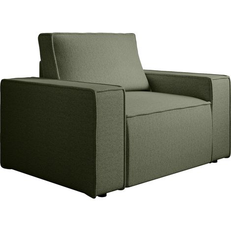 Fauteuil en tissu texturé vert AMELIA (1/4)