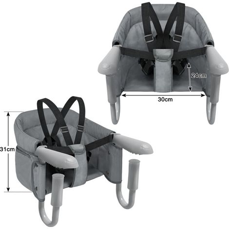 HENGMEI rehausseur chaise enfant chaise bebe Pliable pour Bébé, Réhausseur de Chaise avec Pinces Antidérapantes chaise haute bébé pour Tables Épaisses, Idéal à la Maison et en Déplacement, gris-DOU
