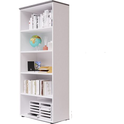 Libreria da ufficio a giorno con top colore Cemento H212x90x45cm