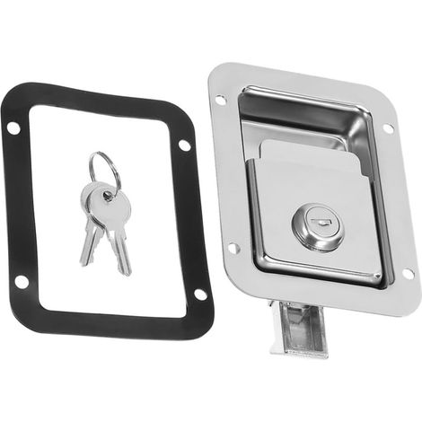 Loquet de Porte Encastré en Acier Inoxydable avec Poignée à Palette et Clés, Verrou de Camion et Remorque, Serrure Marine Haute Résistance pour Boîte à Outils, Sécurité (1/5)