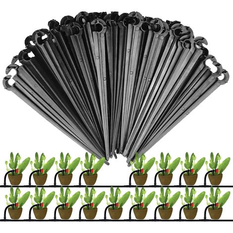 (H-6MM-50PCS) Supports de tige fixes à crochet en C de 6,35 mm (1/4") pour tuyau de 4/7 mm, pots de fleurs, système d'irrigation goutte à goutte, serres et serres. (1/4)
